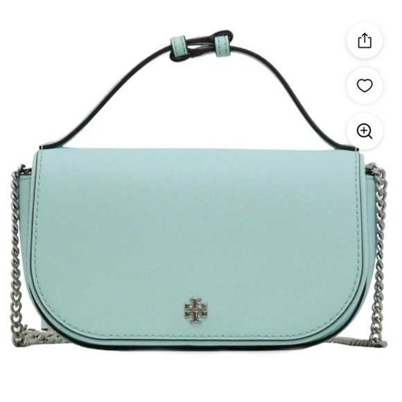 New Tory Burch Emerson top handle crossbody soft aqua new without tags - Picture 2 of 4